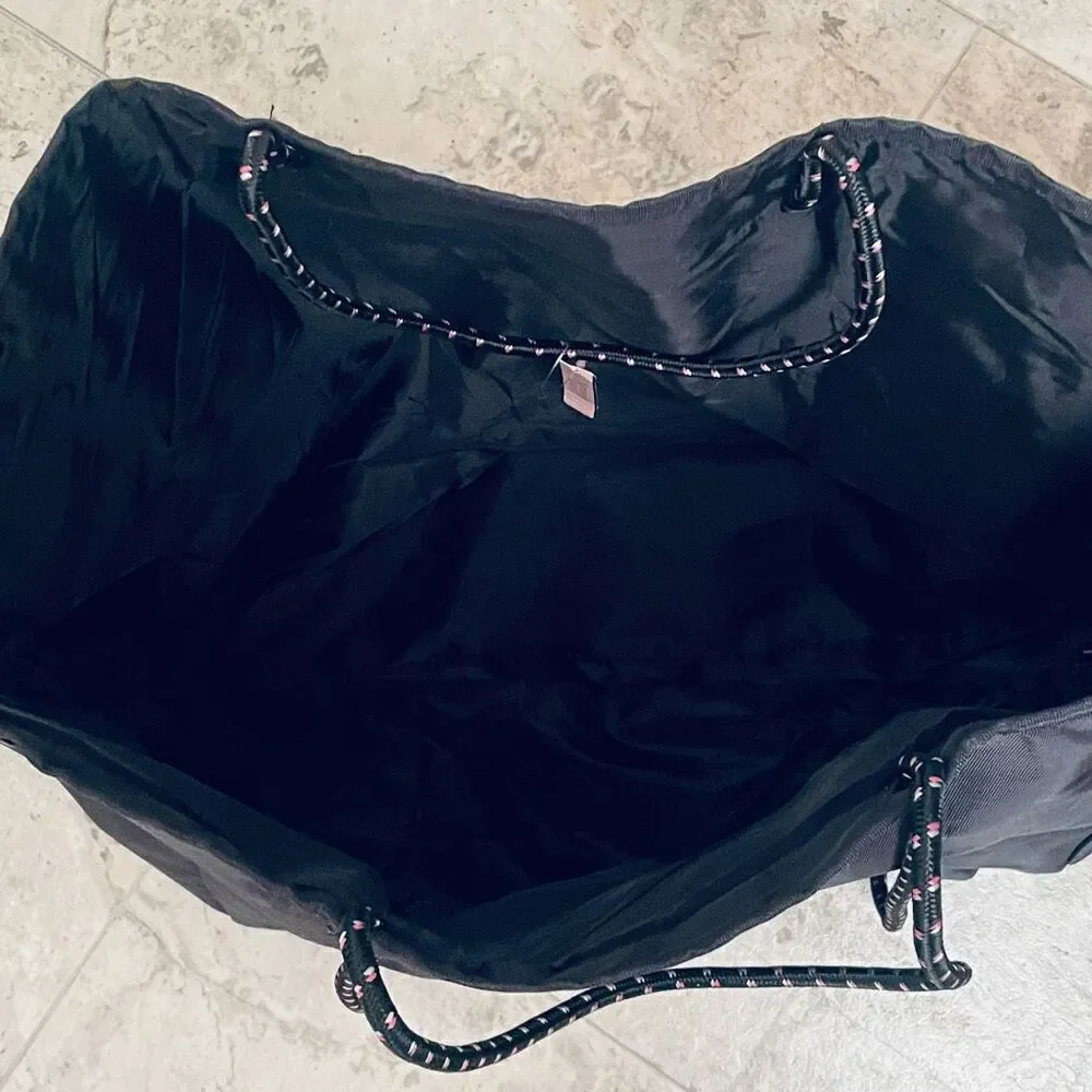 NWT Victoria’s Secret Angel Tote Black Pink Convertible Rope Weekender Tote Bag